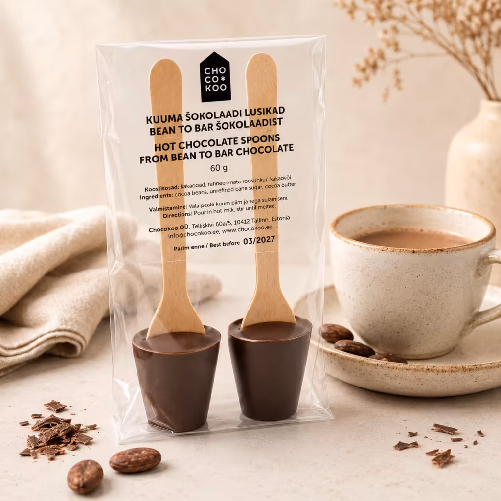 Kuuma šokolaadi lusikad bean to bar šokolaadist